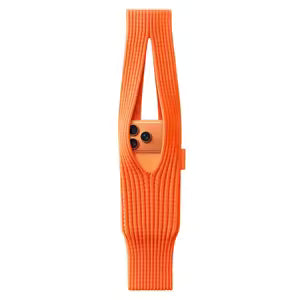 Unisex Hands-Free Scarf with Phone Pocket | 3D-Knit Orange Stripe