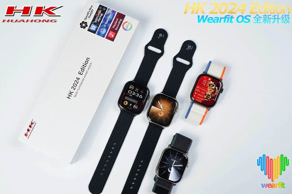 HK 2024 Edition Smartwatch, fitness tracker, heart rate, sleep tracking, Bluetooth calls, (2 Straps)